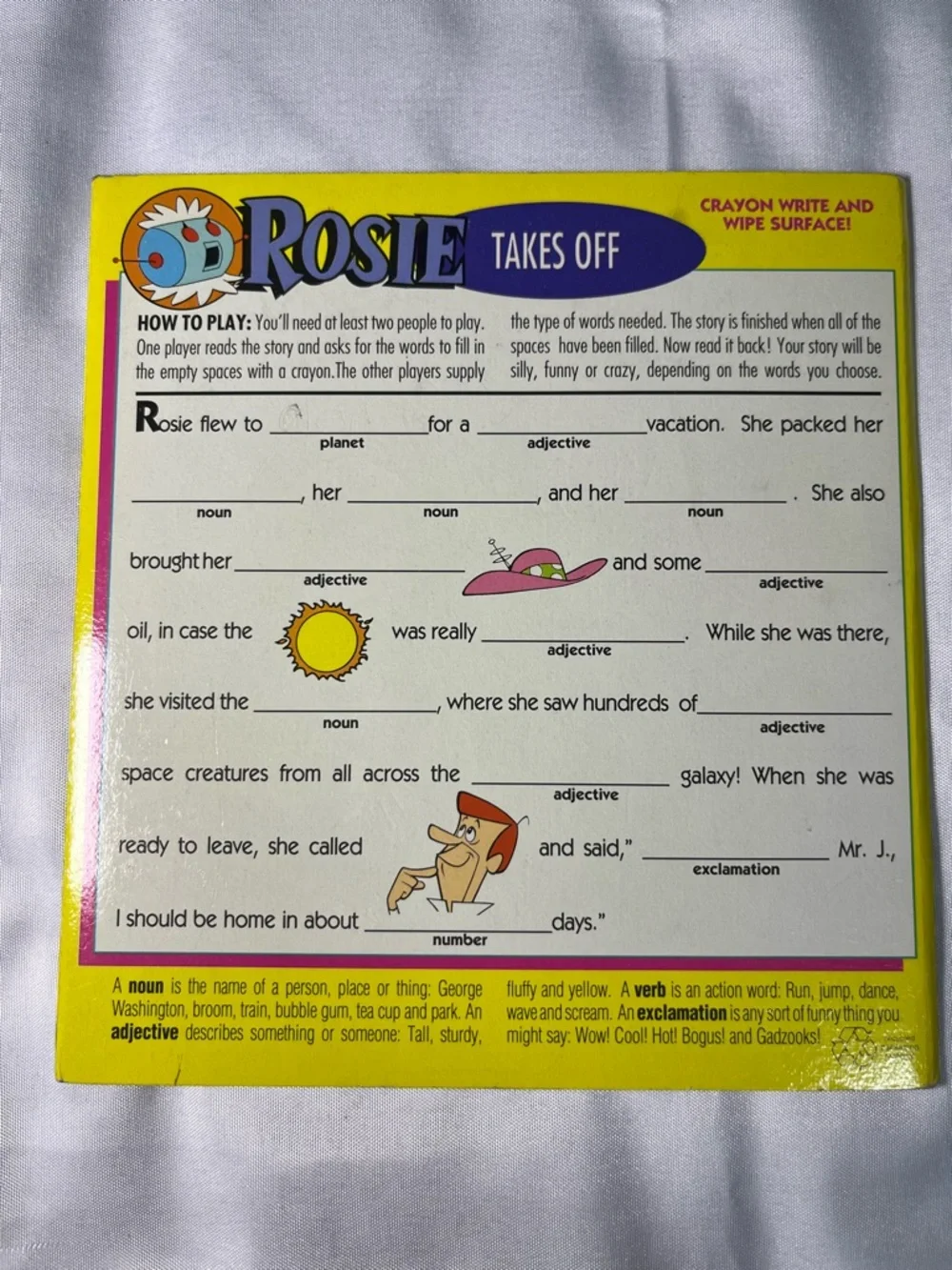 Vintage 1992 Denny’s Jetsons I Need Space Rosie Book Crayon Game Stickers Unused